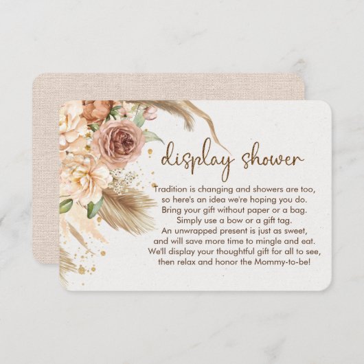 Carte D'accompagnement Pampas herbe boho présentoir douche inserts (Devant / Derrière)