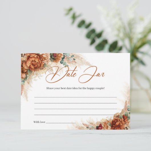 Carte D'accompagnement Pampas orange brûlée pampas bordeaux fleuri Date J (Debout devant)