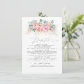 Carte D'accompagnement Pampas rose Floral Grass Détails du Mariage (Debout devant)