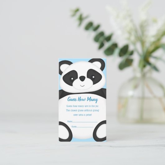 Carte D'accompagnement Panda Baby shower jeu de devination (Debout devant)
