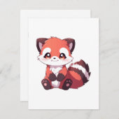 Carte D'accompagnement panda rouge mignon (Devant / Derrière)