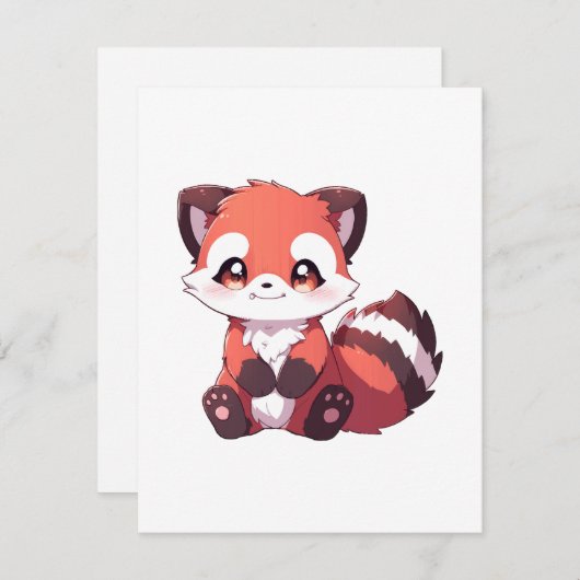 Carte D'accompagnement panda rouge mignon (Devant / Derrière)