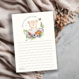 Carte D'accompagnement Panier à fleurs d'ours Bleu Conseils pour maman Ba