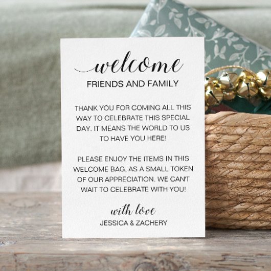Carte D'accompagnement Panier cadeau de bienvenue moderne Merci Mariage