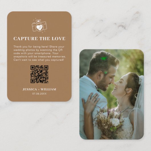 Carte D'accompagnement Panneau de code QR Minimal Capture the Love (Devant / Derrière)