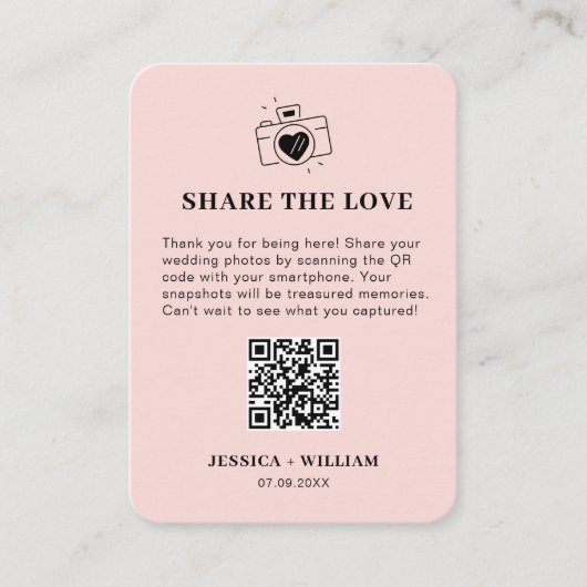 Carte D'accompagnement Panneau de code QR Minimal Share the Love (Devant)