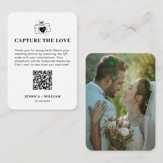 Carte D'accompagnement Panneau QR code Capture l'amour minimal (Devant / Derrière)