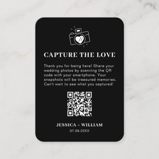 Carte D'accompagnement Panneau QR code Minimal Capture the Love (Devant)