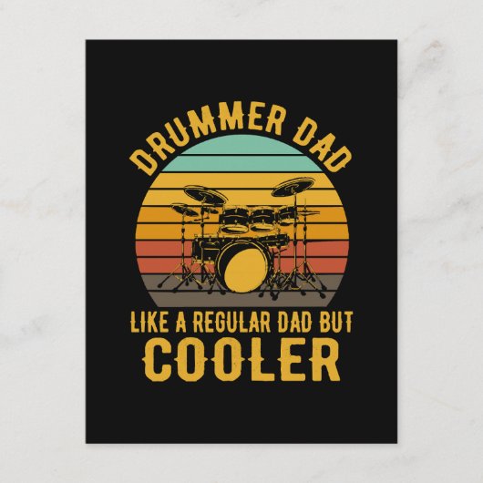 Carte D'accompagnement Papa batteur comme un papa normal mais plus cool (Devant)