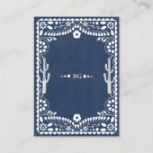 Carte D'accompagnement Papel Picado Boda Mexican Rustic Blue Wedding (Dos)