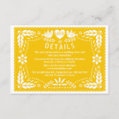 Carte D'accompagnement Papel picado inséparables jaune détails mariage (Devant)