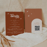 Carte D'accompagnement Papier Mariage Rétro en terre cuite Boho<br><div class="desc">Il s'agit d'une carte d'enceinte à thème rétro en terre cuite. Modifiez la plupart* de la formulation et des couleurs sur cette carte de boîtier rétro pour la rendre adaptée à votre thème d'événement style personnel ! (le mot "détails" n'est pas modifiable, mais vous pouvez en changer les couleurs !)...</div>