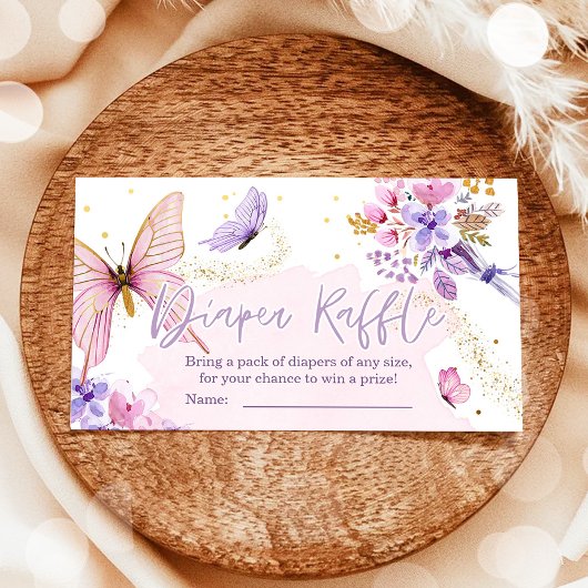 Carte D'accompagnement Papier papillon Raffle Baby shower floral