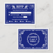 Carte D'accompagnement Papier Picado Colorful Mariage mexicain RSVP (Devant / Derrière)