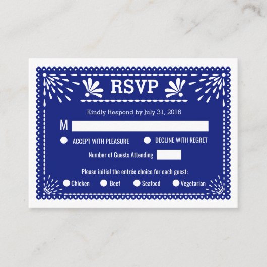 Carte D'accompagnement Papier Picado Colorful Mariage mexicain RSVP (Devant)