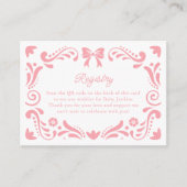Carte D'accompagnement Papier rose Picado Baby shower Registre code QR (Devant)