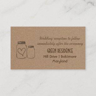 Carte D'accompagnement Papier rustique Kraft Mason Mariage coeur de pot I