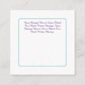 Carte D'accompagnement Papillon Diamant Blanc, Nom du script, Turquoise p (Dos)