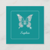 Carte D'accompagnement Papillon Diamant Blanc, Nom du script, Turquoise p (Devant)