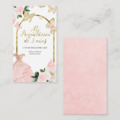 Carte D'accompagnement Papillon Fille Espagnole Ma Présentation de 3 Ans (Devant / Derrière)