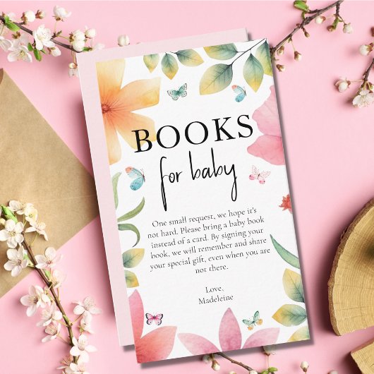 Carte D'accompagnement Papillon Floral Apportez un Baby shower de demande
