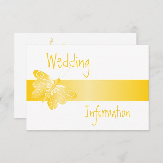 Carte D'accompagnement Papillon jaune mariage (Devant / Derrière)