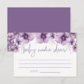 Carte D'accompagnement Papillon pourpre Nom Idées, Baby shower (Devant / Derrière)