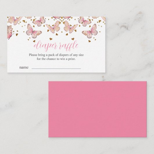 Carte D'accompagnement Papillon rose et or | Insertion de feuillets de co (Devant / Derrière)