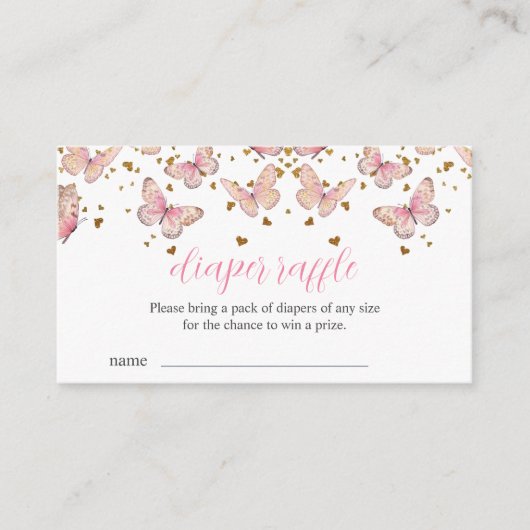 Carte D'accompagnement Papillon rose et or | Insertion de feuillets de co (Devant)