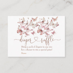 Carte D'accompagnement Papillon rose Fille Baby shower Déchets Raffle