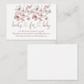Carte D'accompagnement Papillon rose Fille Baby shower Livres Pour Bébé (Devant / Derrière)