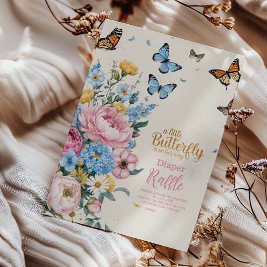Carte D'accompagnement Papillon rose Rose Garden Girl Diapper Raffer