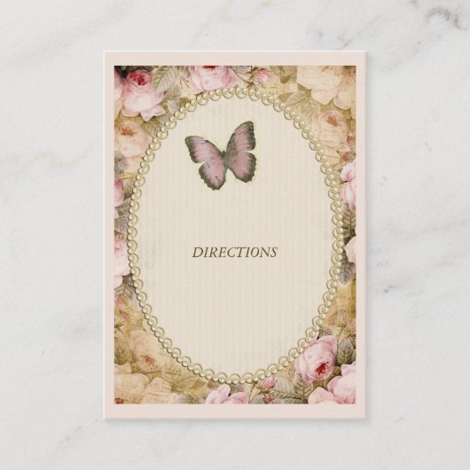 Carte D'accompagnement Papillon Roses anciennes, Notes de musique Enclosu (Devant)