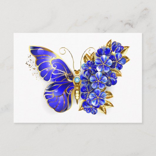 Carte D'accompagnement Papillon saphir à fleurs (Devant)