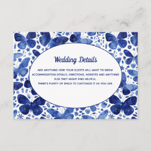 Carte D'accompagnement Papillons Aquarelle Bleu Mariage Détails