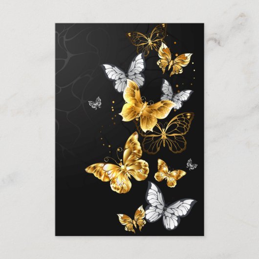 Carte D'accompagnement Papillons blancs et dorés (Devant)