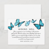 Carte D'accompagnement Papillons d'aquarelle bleu Mariage Wishing Well (Devant / Derrière)