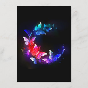 Carte D'accompagnement Papillons de nuit Neon brillants sur arrière - pla