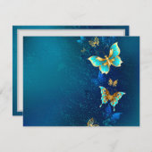Carte D'accompagnement Papillons d'or sur un Arrière - plan bleu (Devant / Derrière)