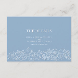 Carte D'accompagnement Papillons en fleurs bleues poussiéreuses Détails d