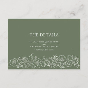 Carte D'accompagnement Papillons en fleurs vertes de Sage Détails du mari