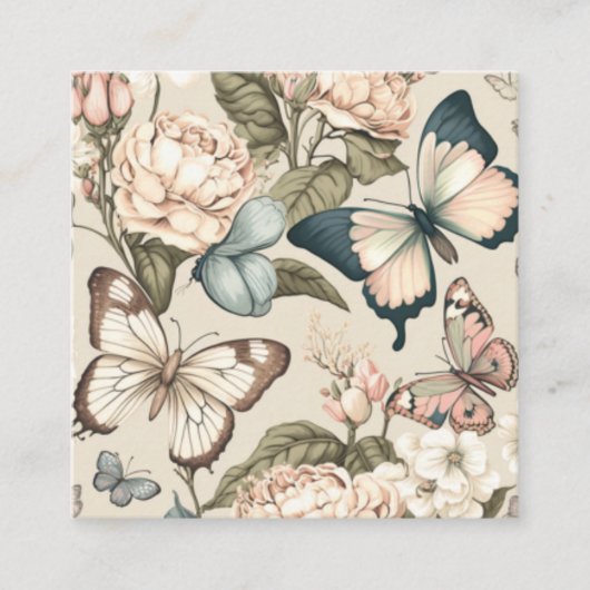 Carte D'accompagnement Papillons et fleurs pastel (Devant)