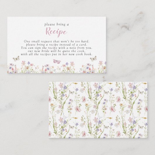 Carte D'accompagnement Papillons Floral Rose S'Il Vous Plaît Apporter Une (Devant / Derrière)