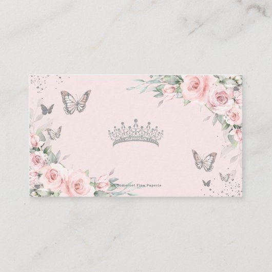 Carte D'accompagnement Papillons Floraux bleus Quinceañera QR Code RSVP (Dos)