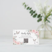 Carte D'accompagnement Papillons Floraux bleus Quinceañera QR Code RSVP (Debout devant)