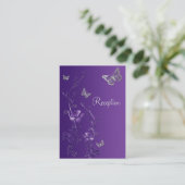 Carte D'accompagnement Papillons floraux mauve, argenté (Debout devant)