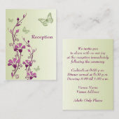 Carte D'accompagnement Papillons floraux pourpres, vert (Devant / Derrière)