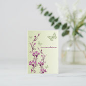 Carte D'accompagnement Papillons floraux pourpres, vert (Debout devant)