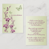 Carte D'accompagnement Papillons floraux pourpres, vert (Devant / Derrière)