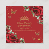 Carte D'accompagnement Papillons floraux rouges Quinceanera RSVP QR Code (Dos)